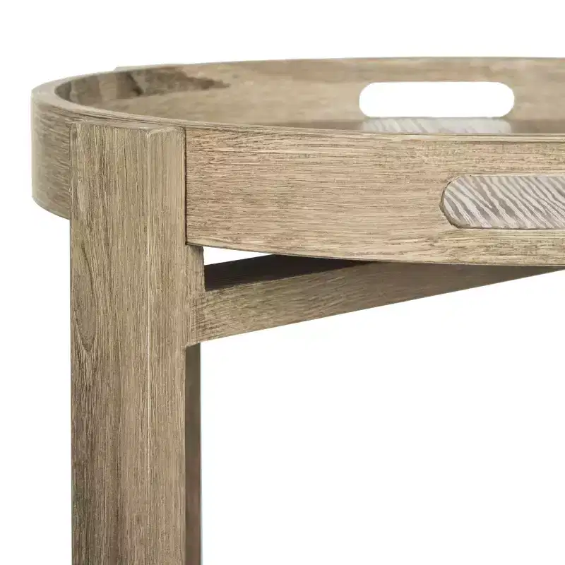 Round MDF Accent Side Table – Beige