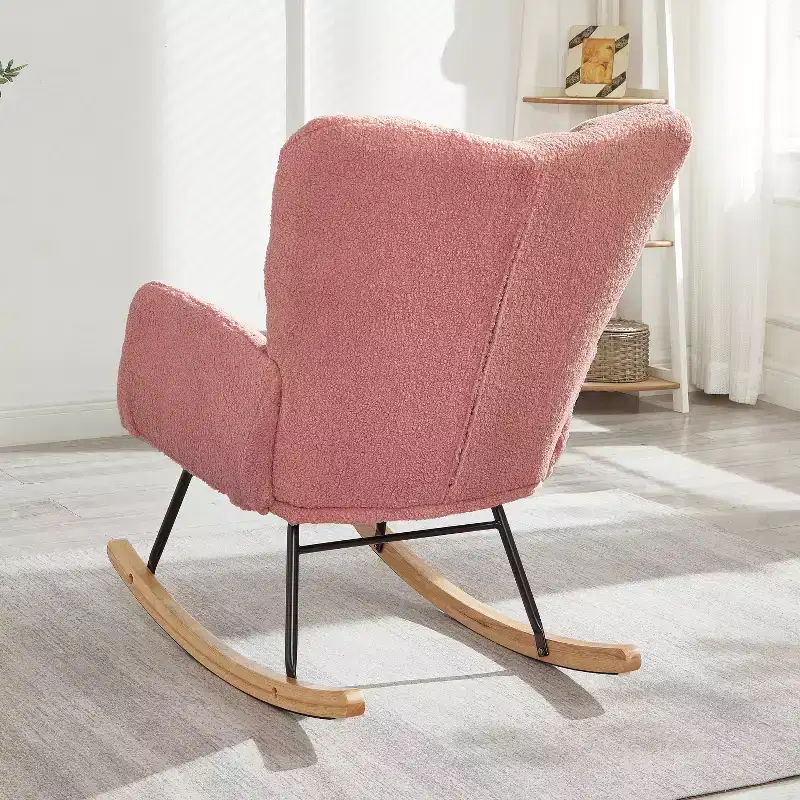 High-Back Rocking Chair – Green / Ivory / Pink, Single Seat, Upholstered
