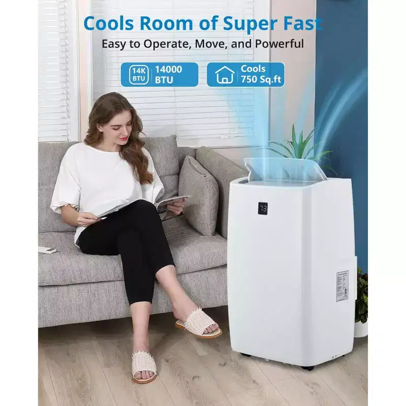 14000 BTU Portable Air Conditioner Unit, Air Conditioner with Remote Control, Cool, Fan and Dry Function, Sleep Mode/24Hrs Timer, Cools 700 Sq.ft
