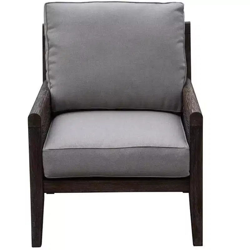 Courtyard Casual Bermuda FSC Teak Club Chair FSC Teak Rustic Taupe Stain with Weathered Gray Wicker Fully Assembled