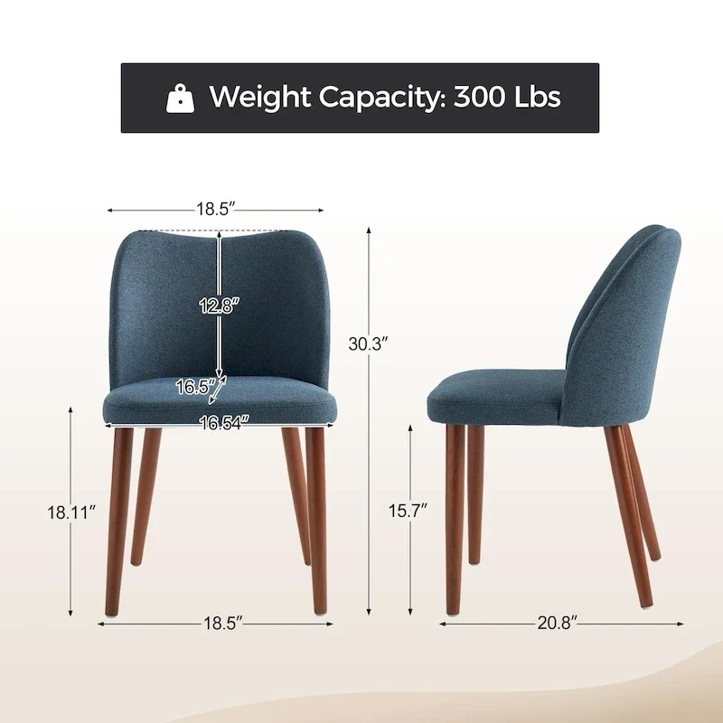 Solid Wood Dining Chair Set of 4 with Curved Backrest