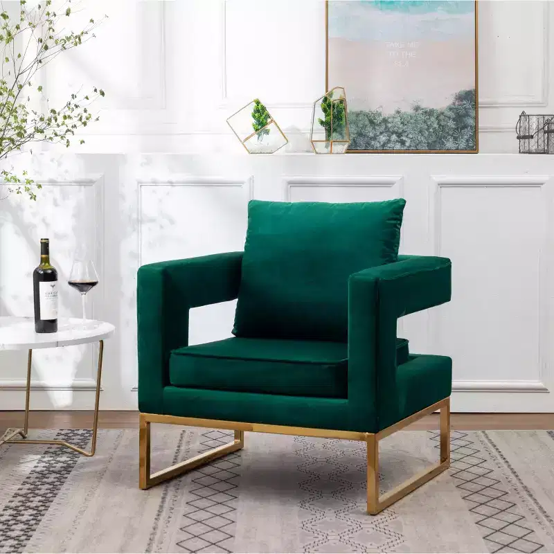 Contemporary Upholstered Accent Arm Chair, Green