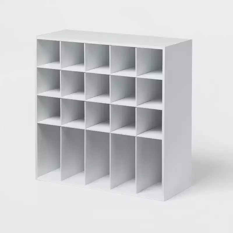 4-Tier Stackable Shoe Cubby White – Holds 20 Pairs, Wood Laminate, Freestanding