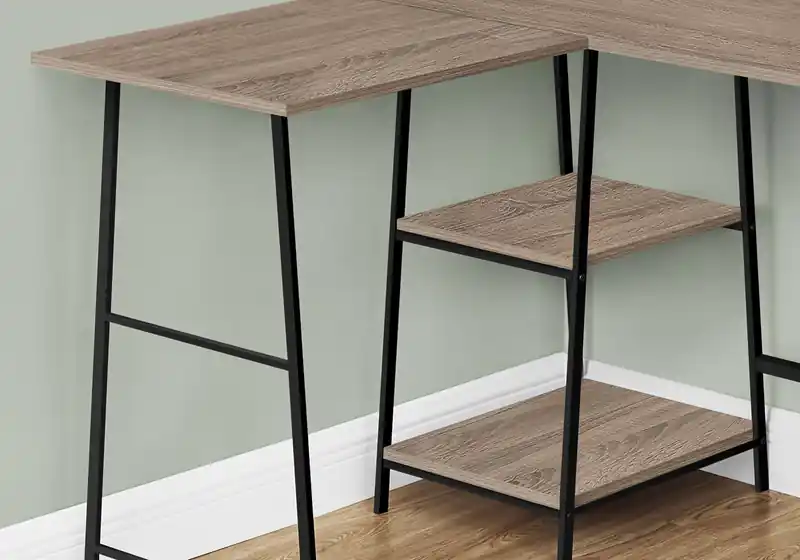 47.25 L-shaped Office Desk with open Shelves