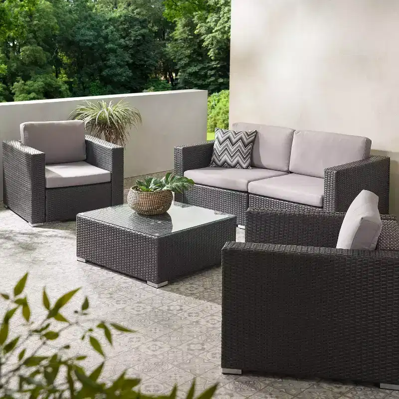 Christopher Knight Home Santa Rosa Outdoor Wicker 4 Seater Chat Set with Cushions