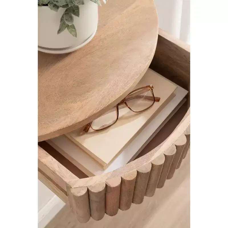Kate and Laurel Reid Ribbed Floating Side Table, 20x11x6, Natural