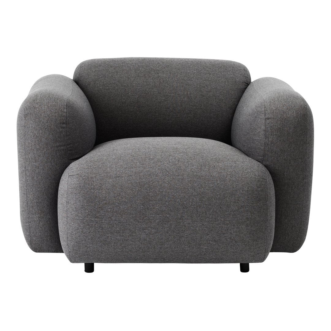 Minimalist Upholstered Lounge Armchair with Soft Curved Silhouette for Living Room
