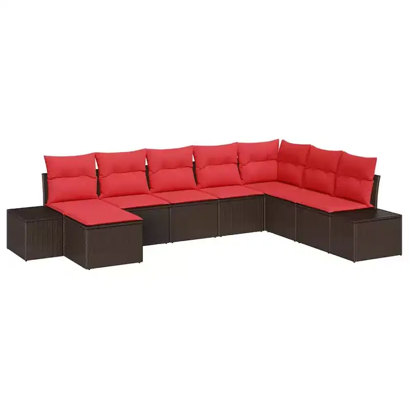 vidaXL Garden Sofa Set with Cushion 9 pcs Brown Poly rattan