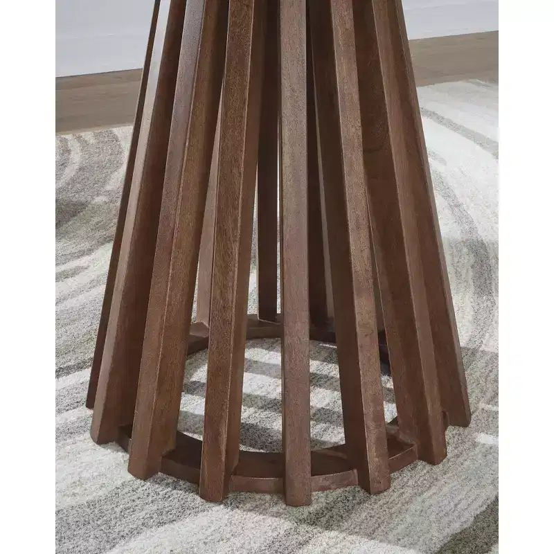 Signature Design by Ashley Kallari Round End Table, Two-Tone Warm Brown and Black Finish
