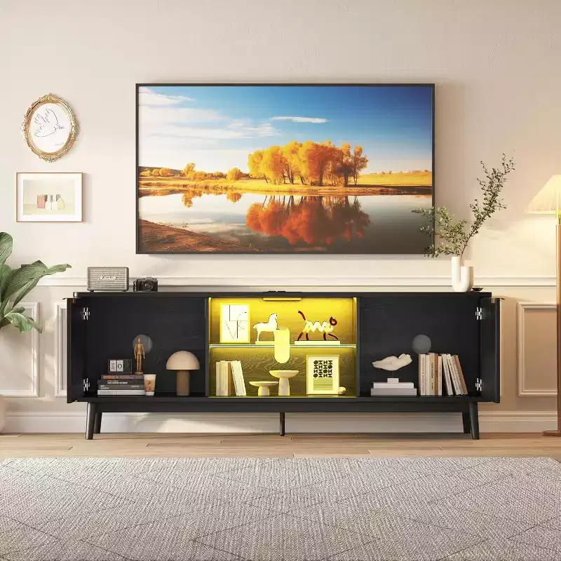 65'' Stand, with Storage and Adjustable Shelf, Console for Living Room, Modern Console