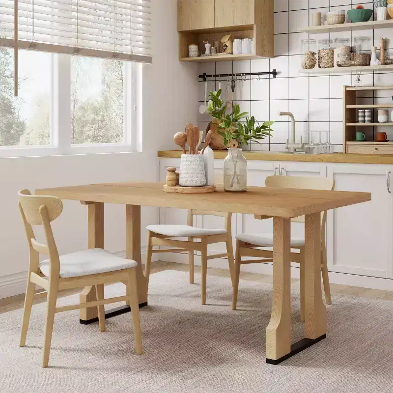Christopher Knight Home Rowan Rustic 63" Dining Table with Double Pedestal Base Natural Ash