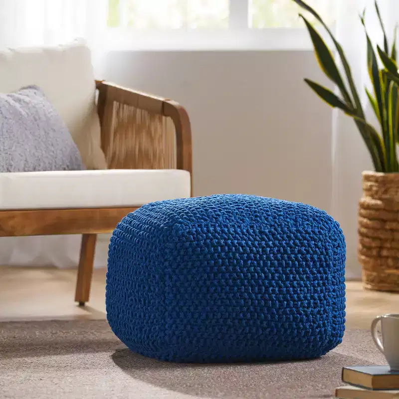 Christopher Knight Home Pim Modern Cotton Knit Square Pouf