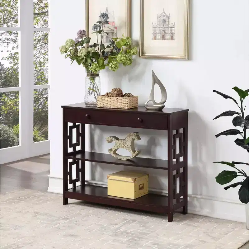 Town Square 1 Drawer Console Table with Shelves - Breighton Home