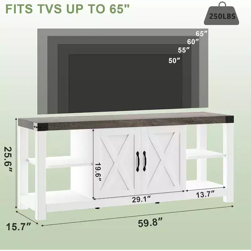 60 Inch X-Shape TV Stand for 65 TVs - Eco-Friendly P2 Media Console with Adjustable Shelves, Modern Entertainment Center for Living Room & Bedroom