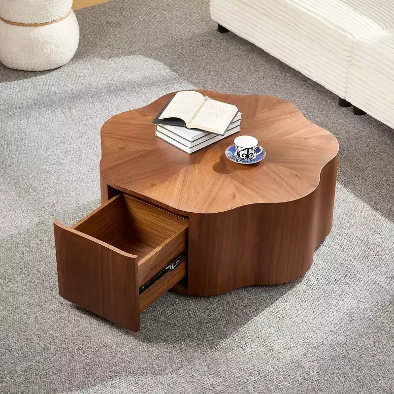 Julian Rustic Wooden Coffee Table with Hidden Drawer