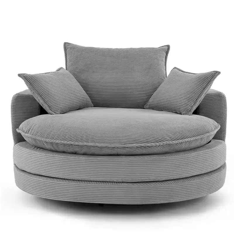 360 Swivel Barrel Chair with Dual-Layer Cushion Design