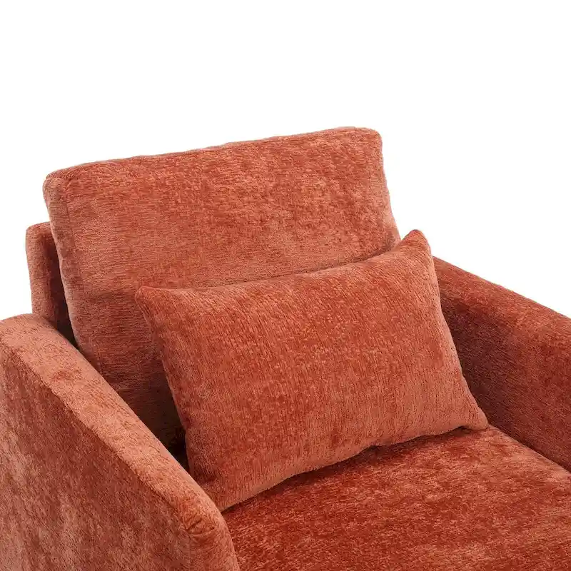 Chenille Single Sofa Chair, Upholstered Accent Chair with Soft Pillow, Mid Century Modern Reading Armchair