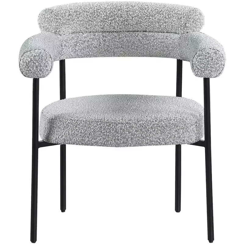 Meridian Furniture,Blake Grey Boucle Fabric Dining Chair, Set of 2