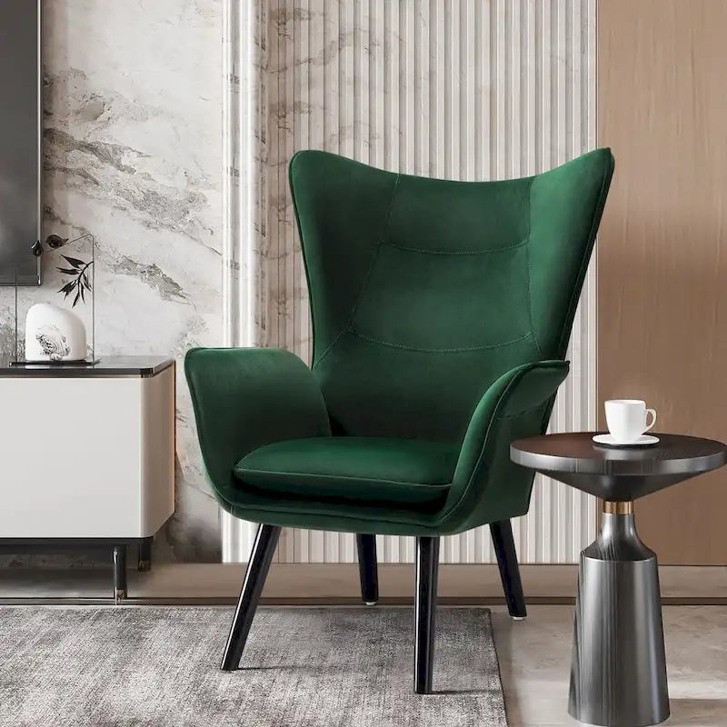 Upholstered Wingback Armchair Leisure Accent Chair, Single - 40.55 H x 28.34 W x 33.1 D