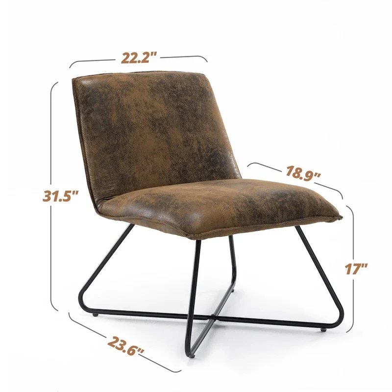 Mid Century Faux Leather Accent Chair With Adjustable Backrest Set of 2 - 31.5 H X 22.2 W X 23.6 D