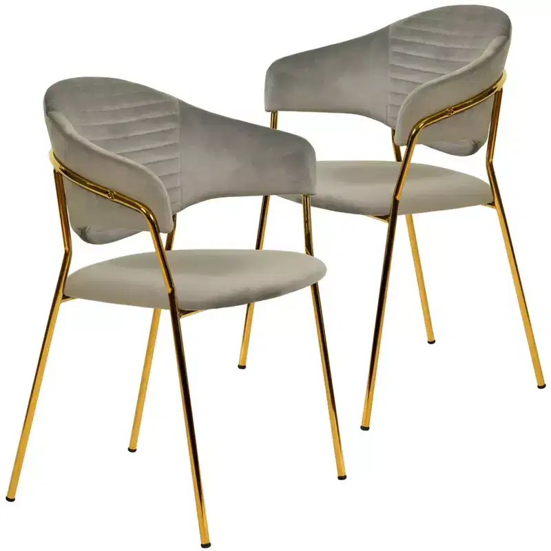 Upholstered Dining Chair Set of 2 Velvet Camelback Stainless Steel Legs 330 lbs