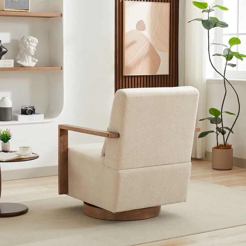 30.31 Linen Blend Upholstered 360 Swivel Accent Chair