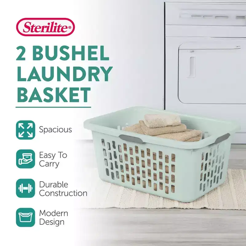 Sterilite Laundry Basket, Plastic Hamper with Handles