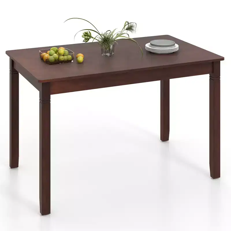 48 Wooden Dining Table for 4 People w/ Rubber Wood Legs Rectangular Table Cherry