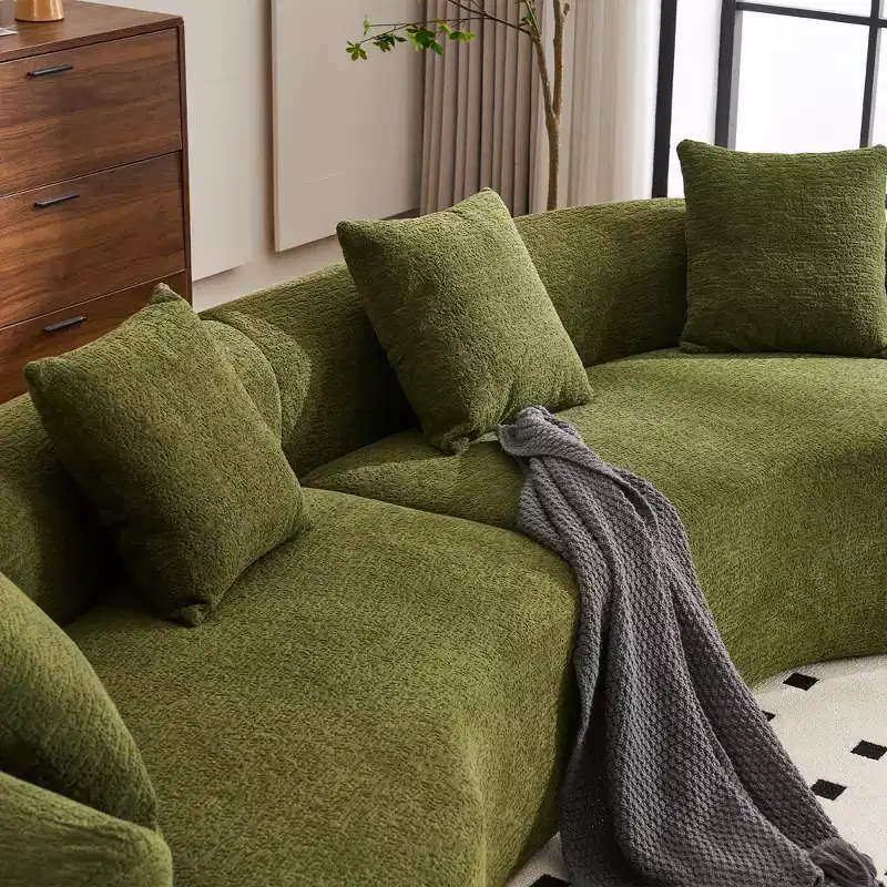 GDFStudio Benson Modern 4 Seater Chenille Upholstered Curved Sectional Sofa with 4 pillows