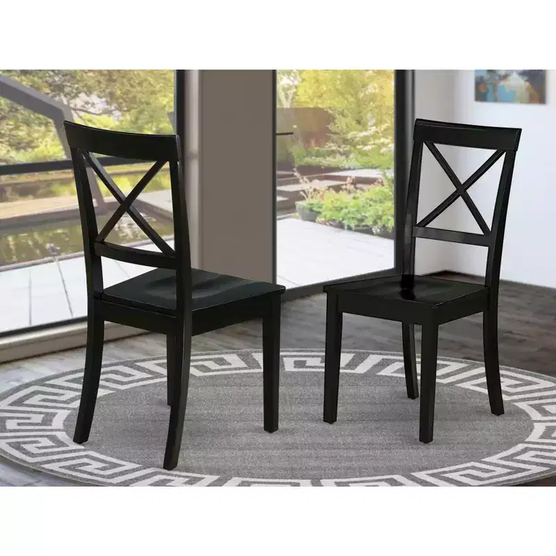 HomeStock Dining Room Cross Back Solid Wood Seat Chairs, Set of 2