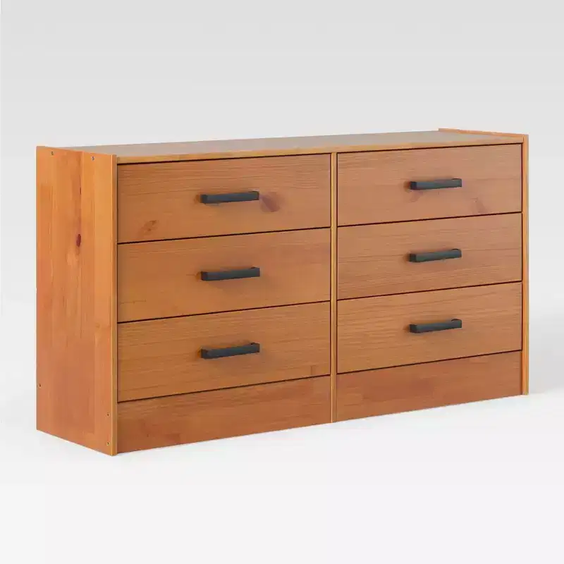 Modern Easy Assembly Solid Wood 6 Drawer Dresser for Bedroom Storage