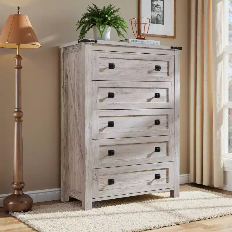 6-Drawer Double Dresser, Rustic Wood Wide Chest of Drawers for Bedroom, Living Room, Hallway