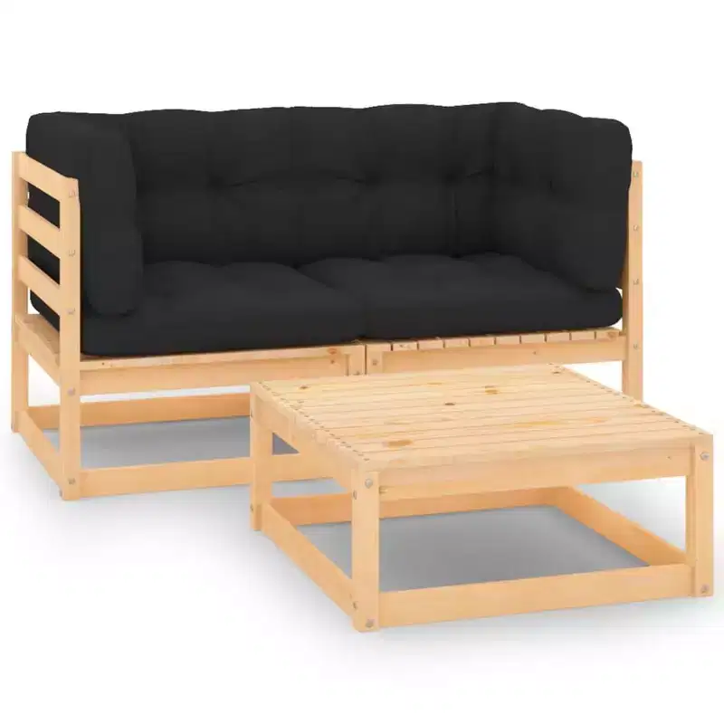 vidaXL Garden Lounge Set Solid pine wood, fabric (100% polyester)