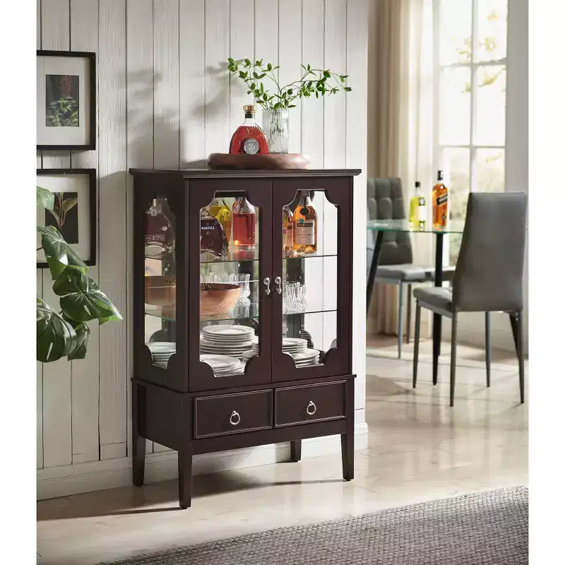 Kings Brand Furniture Versailles Curio Storage Cabinet
