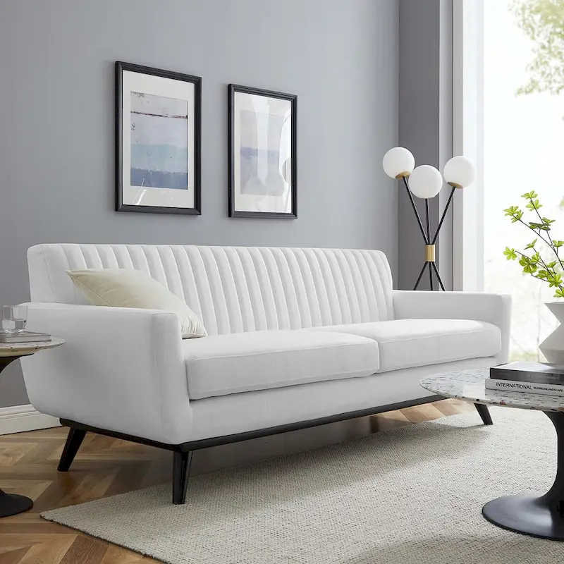 Channel Tufted Fabric Sofa