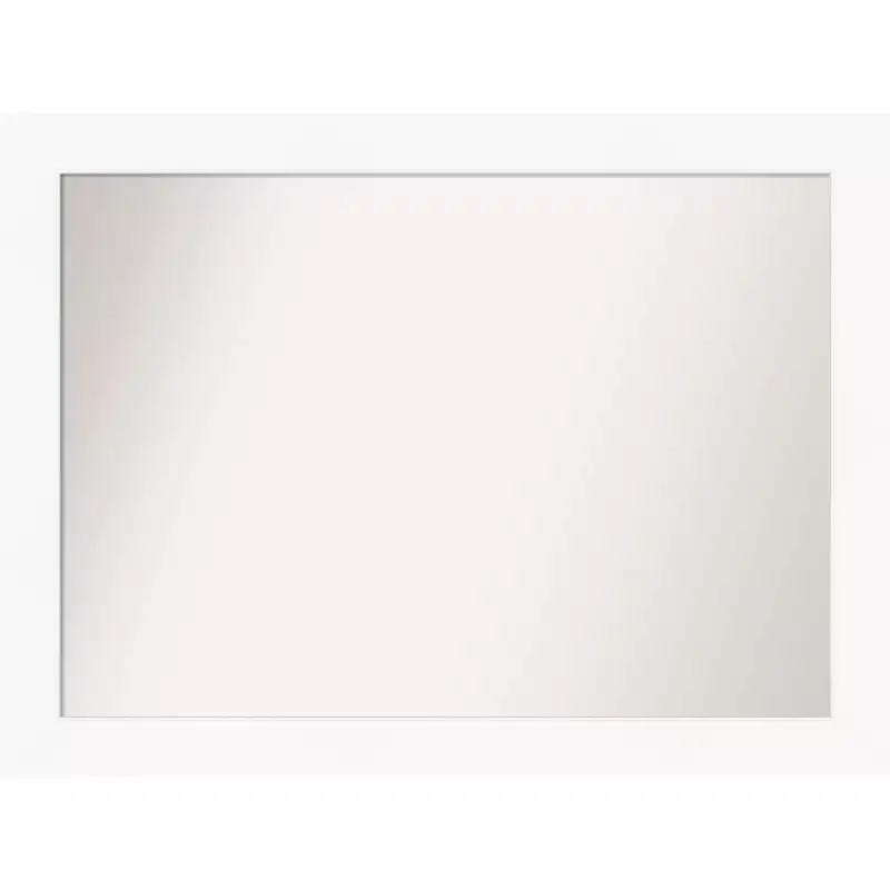 44" x 33" Non-Beveled Cabinet White Wall Mirror - : Modern Rectangle, Includes Mounting Hardware