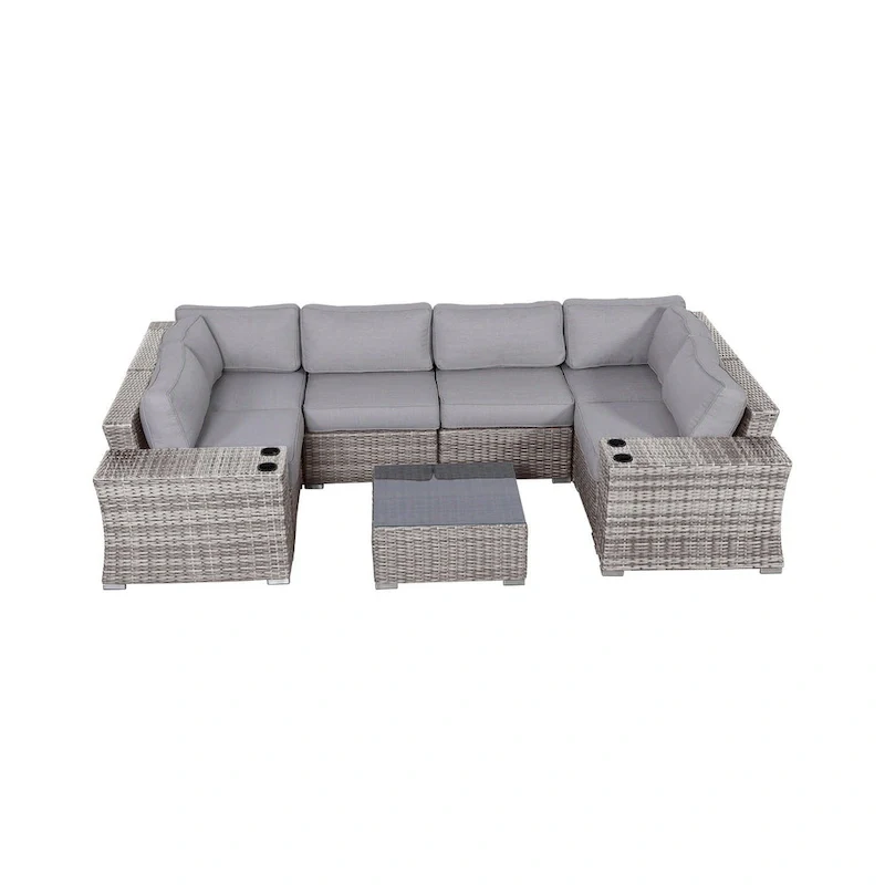 LSI Wicker/Rattan 4 - Person Seating Group with Cushions