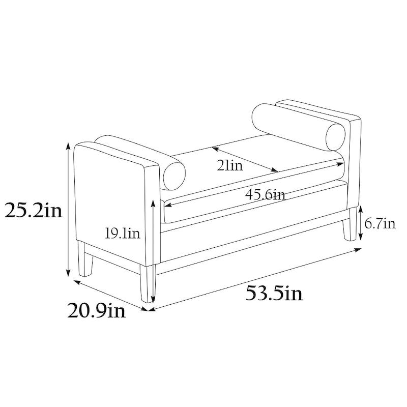 Upholstered Bench with Wood Legs