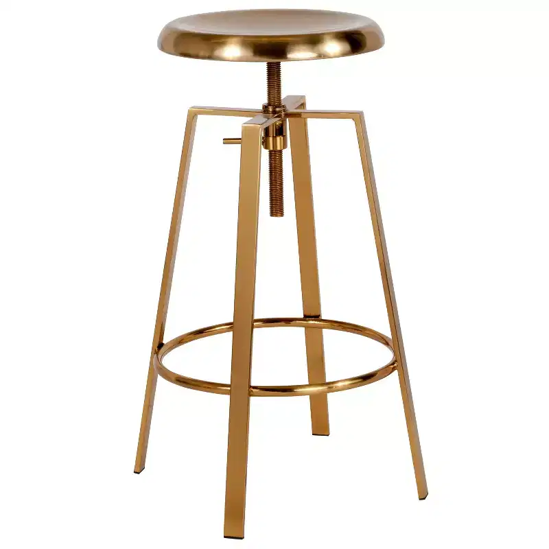 Merrick Lane Industrial Style Bar Stool with Height Adjustable Swivel Seat