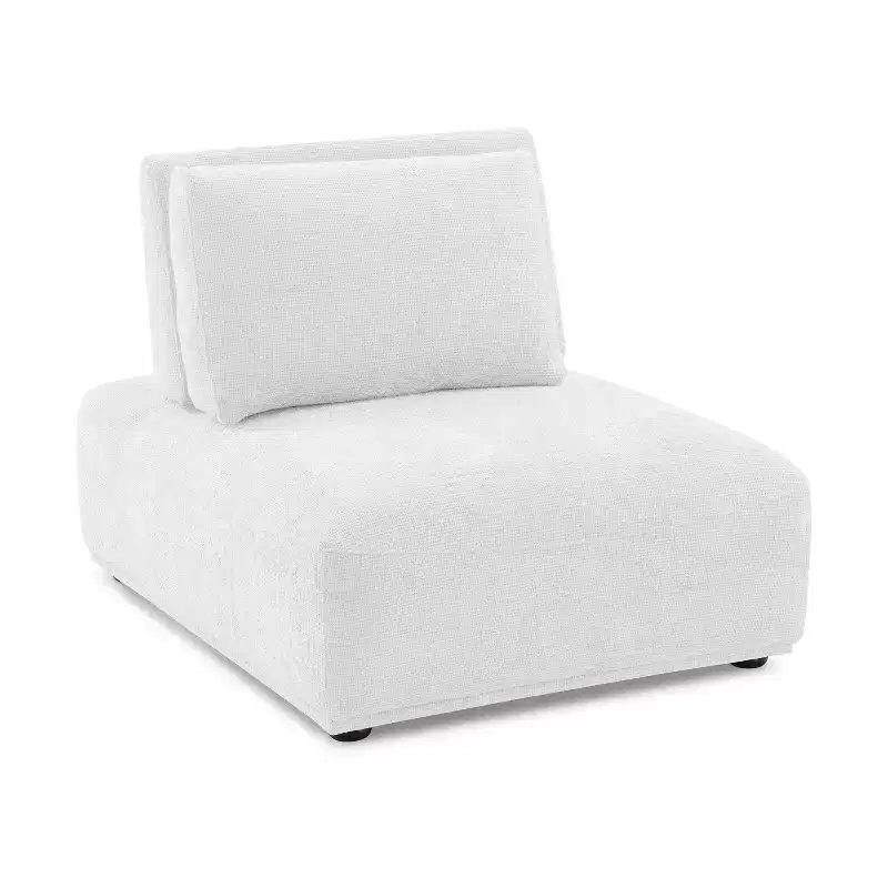 HOMES: Inside + Out Povoa Modern Modular Armless Chair Chenille with Extendable Backrest White