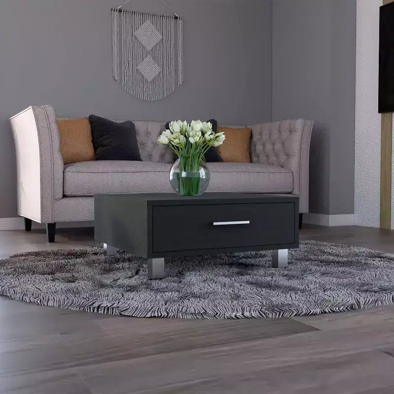 Particle Board Coffee Table with Drawer, 4-Leg, 10.3