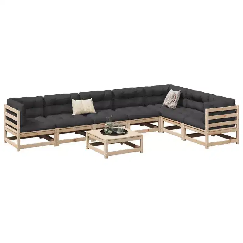 vidaXL Garden Sofa Set Solid Pine Wood Large Modular Outdoor Sectional - Natural Pine Without Cushion