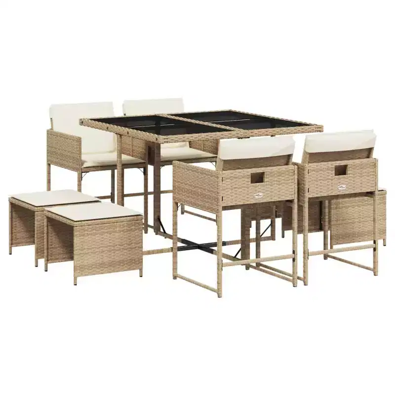 vidaXL Outdoor Dining Set with Cushions in Various Colors