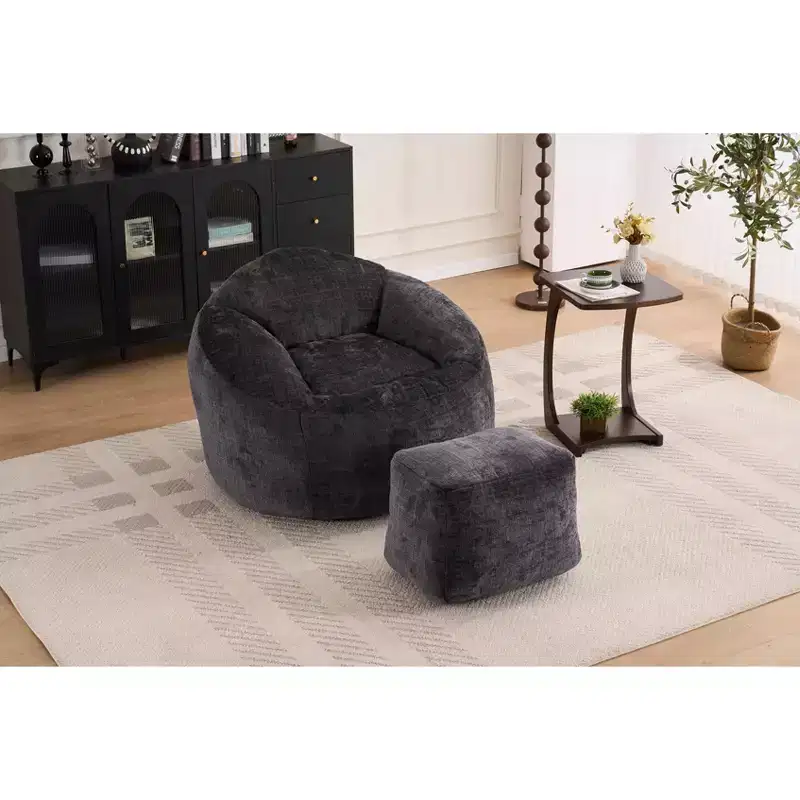 Okak Chenille Bean Bag Chair,Lazy Floor Chair Sofa Chair with Foam Filling,Cozy Lounge Chair for Adults/Kids for Living Room