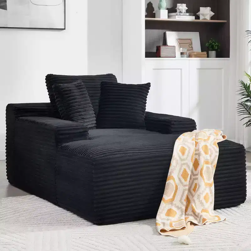 Modern Oversized Velvet Floor Sofa Futon Couch with Soft Pillows,Comfy Lounge Sleeper Sofa for Living Room,Apartment
