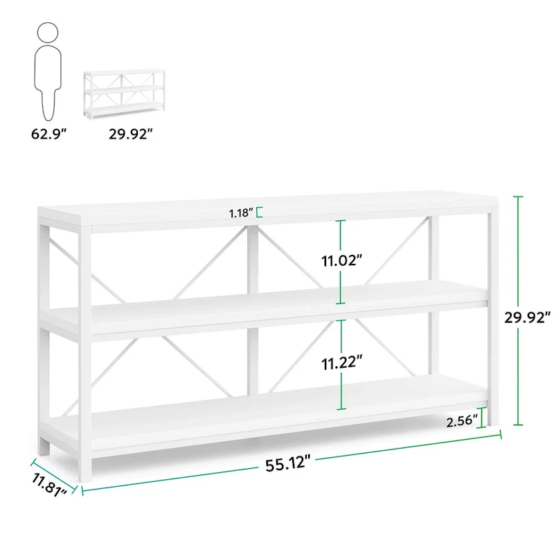 Sofa Console Table, 3 Tiers TV Console Stand, Entryway Table
