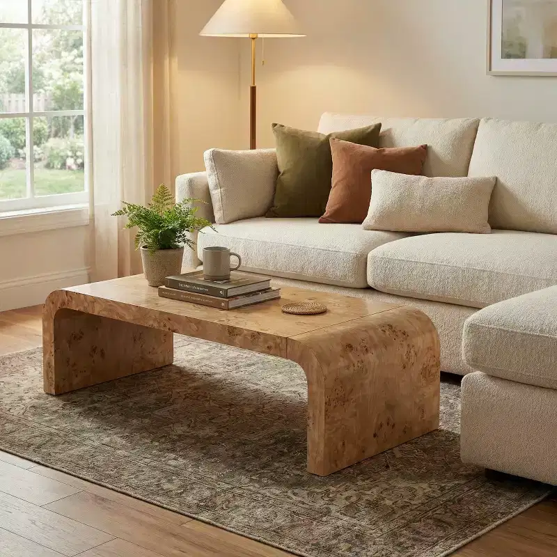 Arden Modern Waterfall Coffee Table with Curved Edges