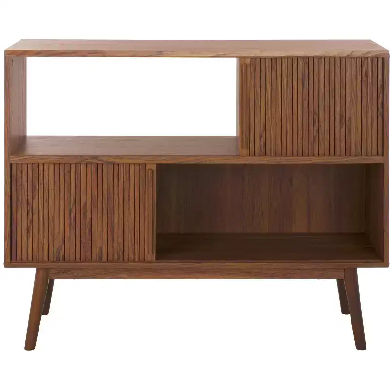 Javante Sliding Door Media Stand - MED9626 - Walnut - Safavieh