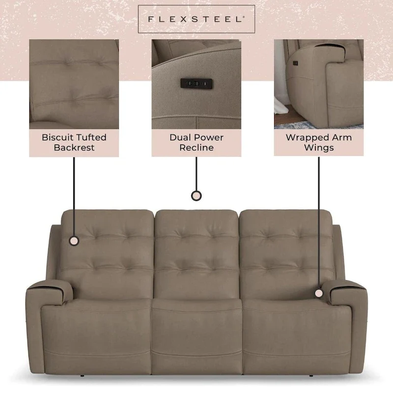 Top Grain Leather Power Reclining Sofa with Power Headrests and Zero Gravity