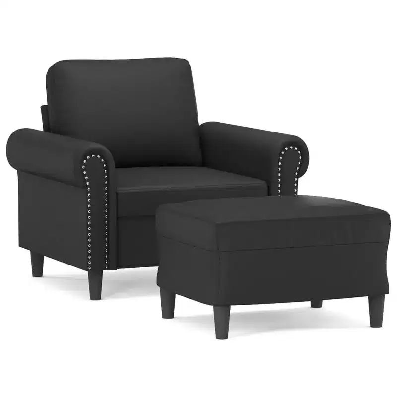 Sofa Chair with Footstool Black 23.6 Faux Leather